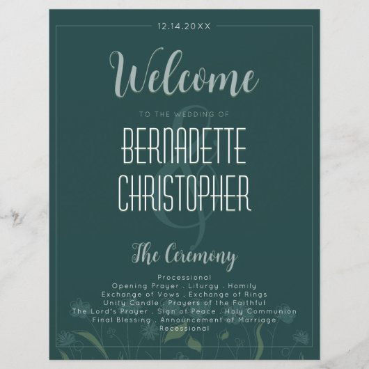 Hochzeitsschick Moderne Elegante Simple Green Emer (Vorderseite)