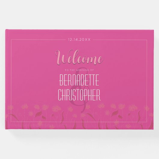 Hochzeitsschick Modernes Elegantes, einfaches Rosa Gästebuch (Vorderseite)