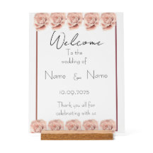 Hochzeitsschild aus Pink-Rosen