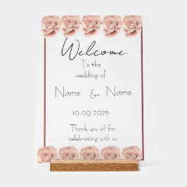 Hochzeitsschild aus Pink-Rosen Acrylschild