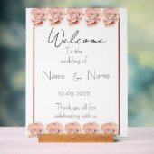 Hochzeitsschild aus Pink-Rosen Acrylschild (Neutral)