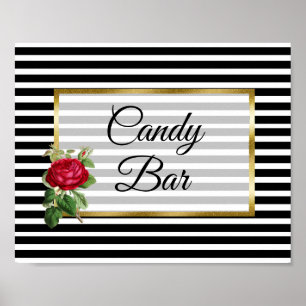 Hochzeitsschild Candy Bar mit roter Rose Poster