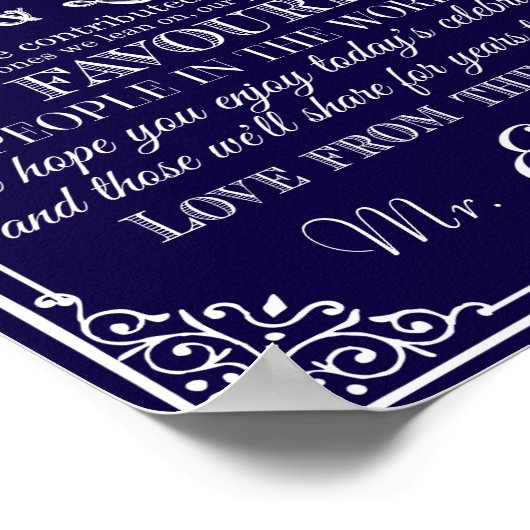 Hochzeitsschild danke Ihnen von Herrn & Frau. Poster (Ecke)