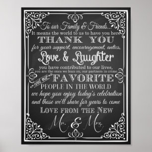Hochzeitsschild danke Ihnen von Herrn & Frau. Poster
