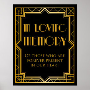 Hochzeitsschild 'In Liebe Erinnerung' Gatsby Art Poster