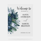 Hochzeitsschild in Navy Acrylschild (Vorderseite)