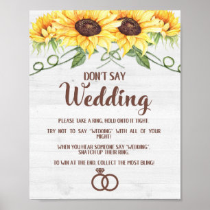 Hochzeitsschild mit Sonnenblumen für Junggesellinn Poster