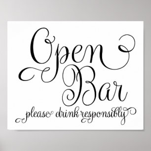 Hochzeitsschild - Offene Bar Schild- Poster