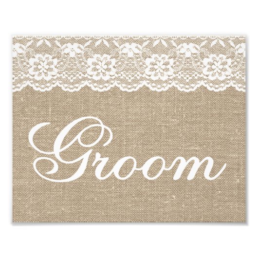 Hochzeitsschilder - Burlap & Lace - Groom - Fotodruck (Vorne)
