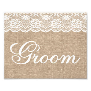 Hochzeitsschilder - Jute & Spitze - Bräutigam - Fotodruck