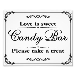 Hochzeitsschilder - Schwarz & Weiß - Candy Bar - Fotodruck
