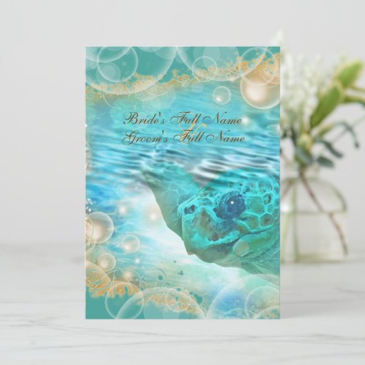 Hochzeitsschildkröte Einladung (Stehend Vorderseite)