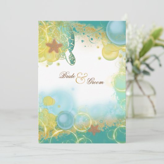 Hochzeitsschildkröten Einladung (Stehend Vorderseite)