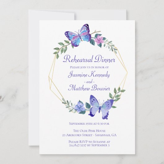 Hochzeitsschmetterling-Probe Einladung (Vorderseite)