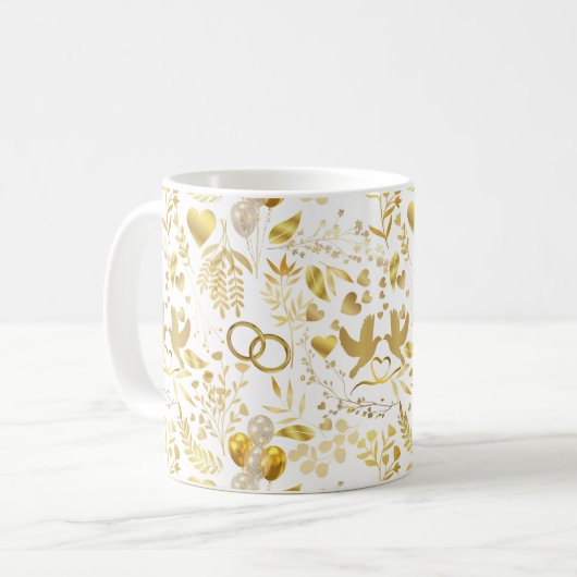 Hochzeitsschmuck in Gold 02 Kaffeetasse (Vorderseite Links)