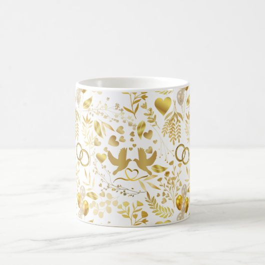 Hochzeitsschmuck in Gold 02 Kaffeetasse (Mittel)