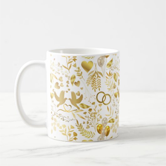 Hochzeitsschmuck in Gold 02 Kaffeetasse (Links)