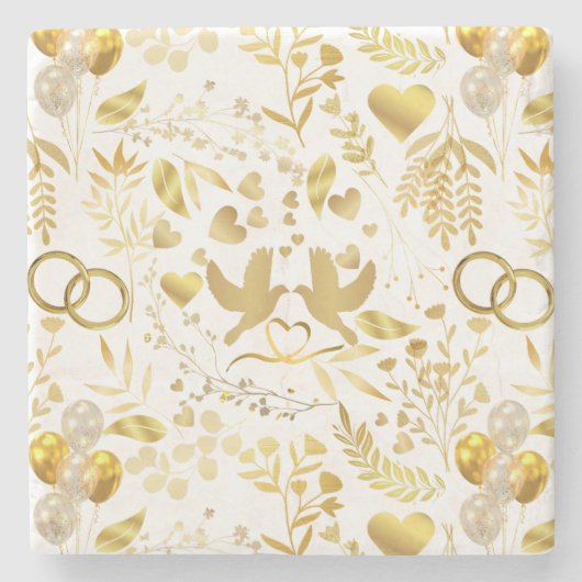 Hochzeitsschmuck in Gold 02 Steinuntersetzer (Vorderseite)