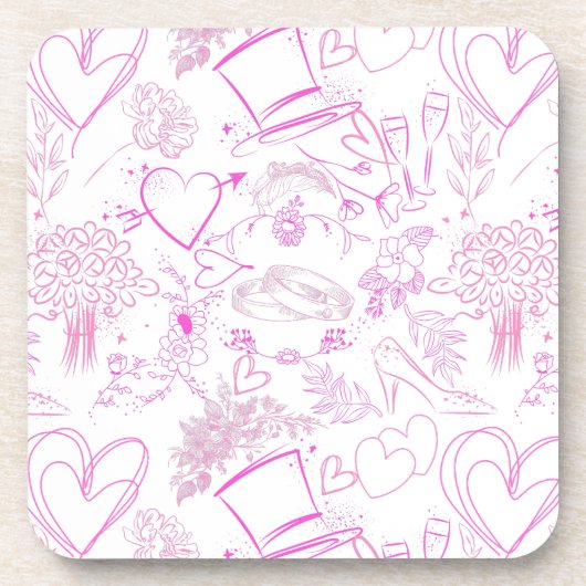 Hochzeitsschmuck Muster 02 Getränkeuntersetzer (Vorderseite)