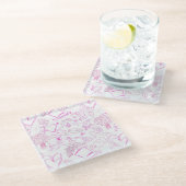 Hochzeitsschmuck Muster 02 Glasuntersetzer (Schrägansicht)