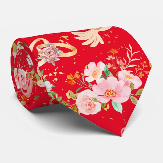 Hochzeitsschmuck Muster Red BG Krawatte (Gerollt)