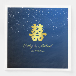 Hochzeitsschneeflocke in Navy und Gold Serviette