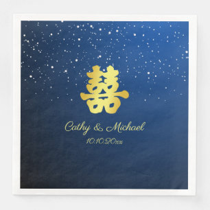 Hochzeitsschneeflocke in Navy und Gold Serviette