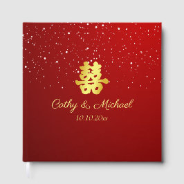 Hochzeitsschneeflocke in Rot-Chinesisch Gästebuch