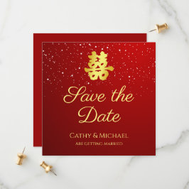 Hochzeitsschneeflocke in Rot-Chinesisch Save The Date