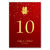 Hochzeitsschneeflocke in Rot-Chinesisch Tischnummer (Rückseite)