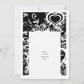 Hochzeitsschnitt aus schwarz-weißem Blumenpapier Einladung (Rückseite)