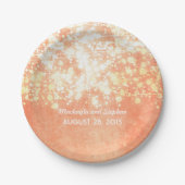 Hochzeitsschnurlichter Gold und Pfirsichschimmer Pappteller (Vorderseite)