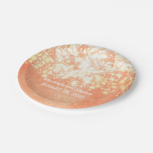 Hochzeitsschnurlichter Gold und Pfirsichschimmer Pappteller