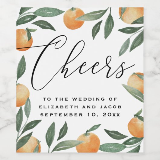 Hochzeitsschreiben für Zitrusfrüchte Weinetikett (Einzelnes Label)