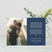 Hochzeitsschreiben mit Navy-Script Dankeskarte (Stehend Vorderseite)