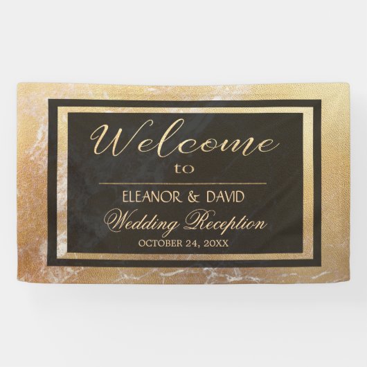 Hochzeitsschrift aus Edelgold-schwarzem Marmor Banner (Horizontal)