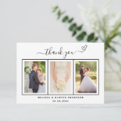 Hochzeitsschrift Foto Dankeskarte (Stehend Vorderseite)