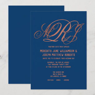 Hochzeitsschrift für Monogramm-Schriftzeichen mit  Einladung
