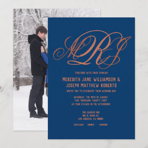 Hochzeitsschrift für Monogramm-Schriftzeichen mit  Einladung