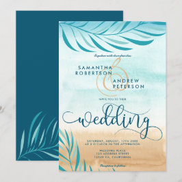 Hochzeitsschrift für tropische Palmen Einladung