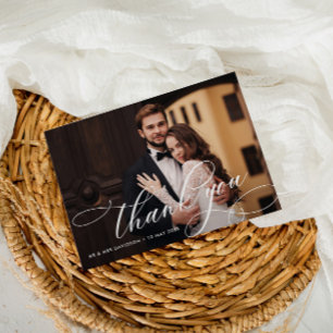 Hochzeitsschrift für weißes Foto Dankeskarte