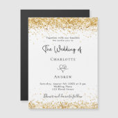 Hochzeitsschrift für Weißgold-Glitzer Magneteinladung (Vorne/Hinten)