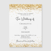 Hochzeitsschrift für Weißgold-Glitzer Magneteinladung (Vorderseite)