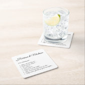 Hochzeitsschrift heißt Couple Fun Fakten elegant Rechteckiger Pappuntersetzer (Vor Ort)