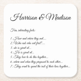 Hochzeitsschrift heißt Couple Fun Fakten elegant Rechteckiger Pappuntersetzer