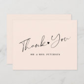 Hochzeitsschrift in Rosa Dankeskarte (Vorne/Hinten)