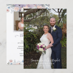 Hochzeitsschrift Watercolor Lila Lavendel Dankeskarte