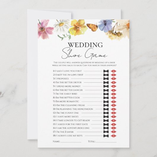 Hochzeitsschuh | Boho Brautparty Game Card Einladung (Vorderseite)