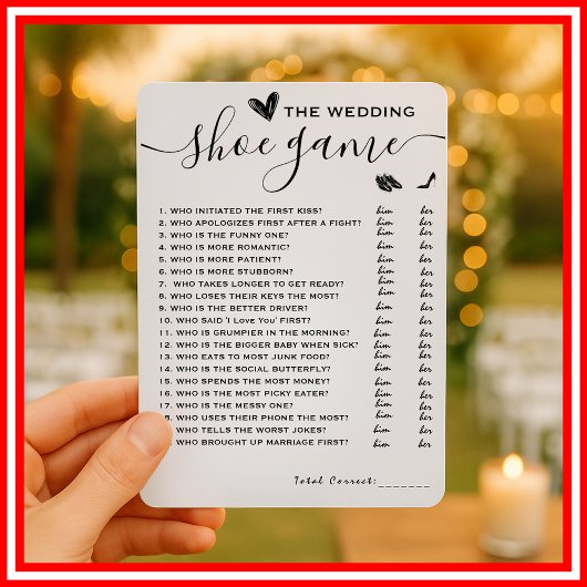 Hochzeitsschuh-Spiel sagte er sagte, sie sagte Ele Einladung