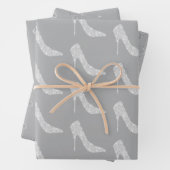 Hochzeitsschuhe mit grauem weißem Diamant Geschenkpapier Set (Beispiel)